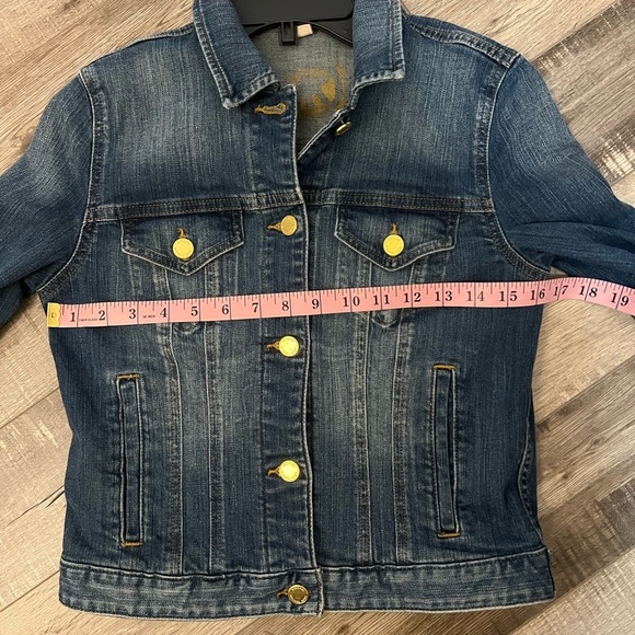 Michael Kors Dark Blue Jean Denim Jacket with Gold Accents Size S EUC - Picture 9 of 10
